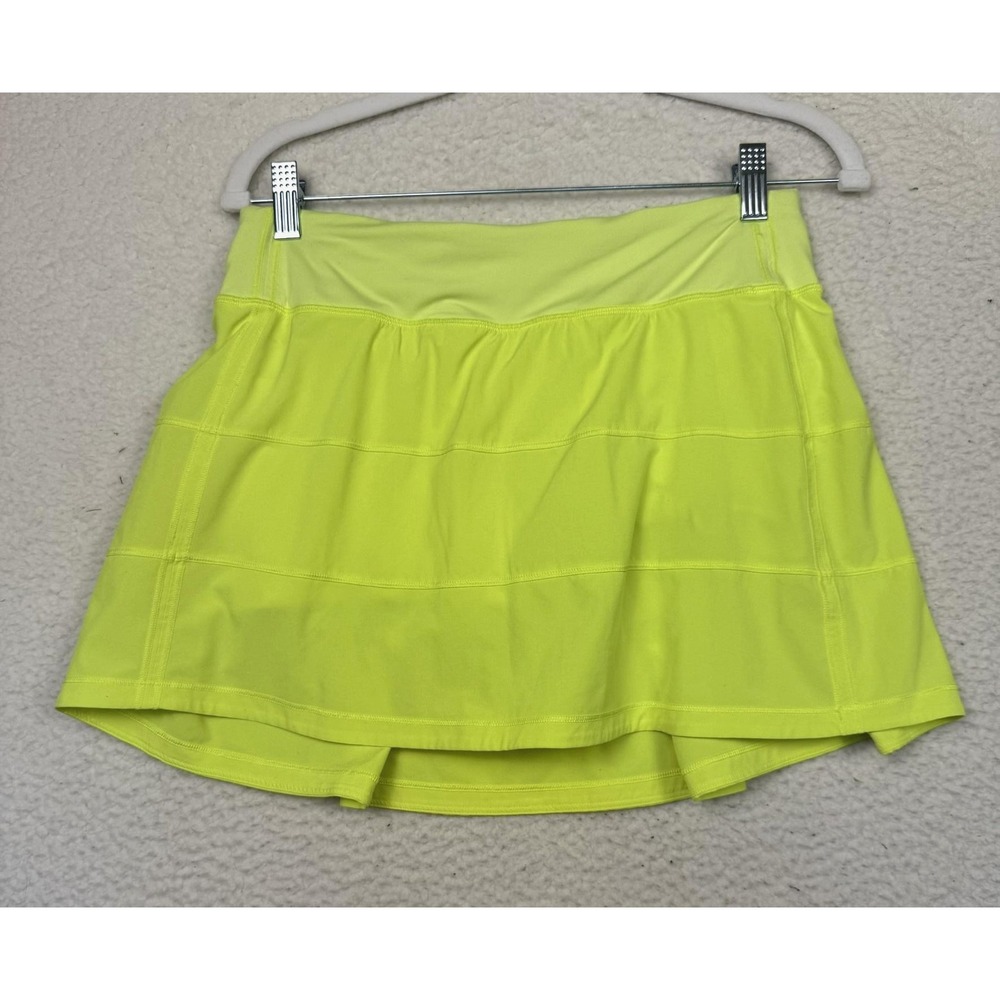 Lululemon Skirt Skort Womens 9 Neon Yellow Running Athletic Tennis Pocket